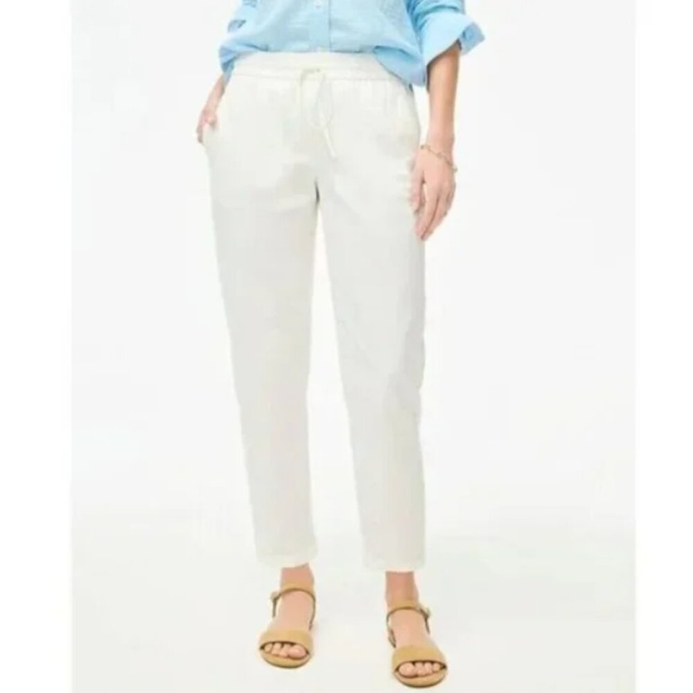 J. Crew Linen Cotton Blend Drawstring Pants in White 6